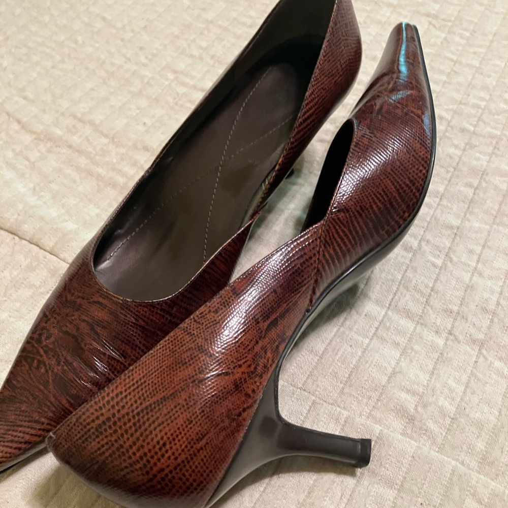 Brown snakeskin heels
